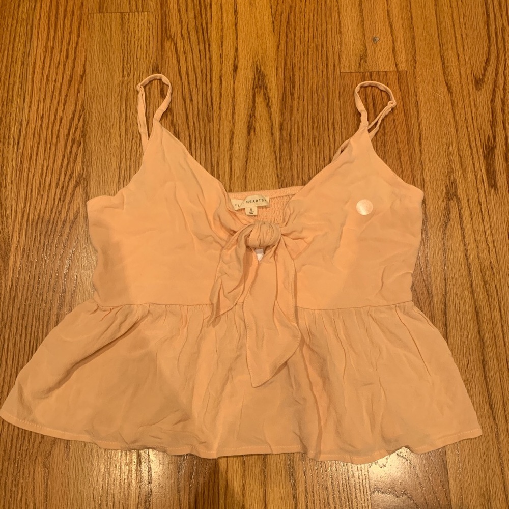 Pacsun Coral Pink Tie Front Babydoll Tank Top